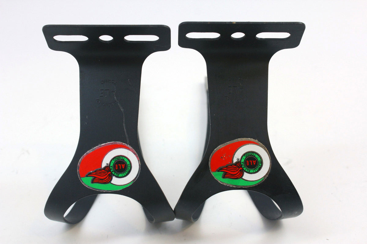 NOS Ale Art.97 Alloy Toe Clips: LARGE - Black Anodized