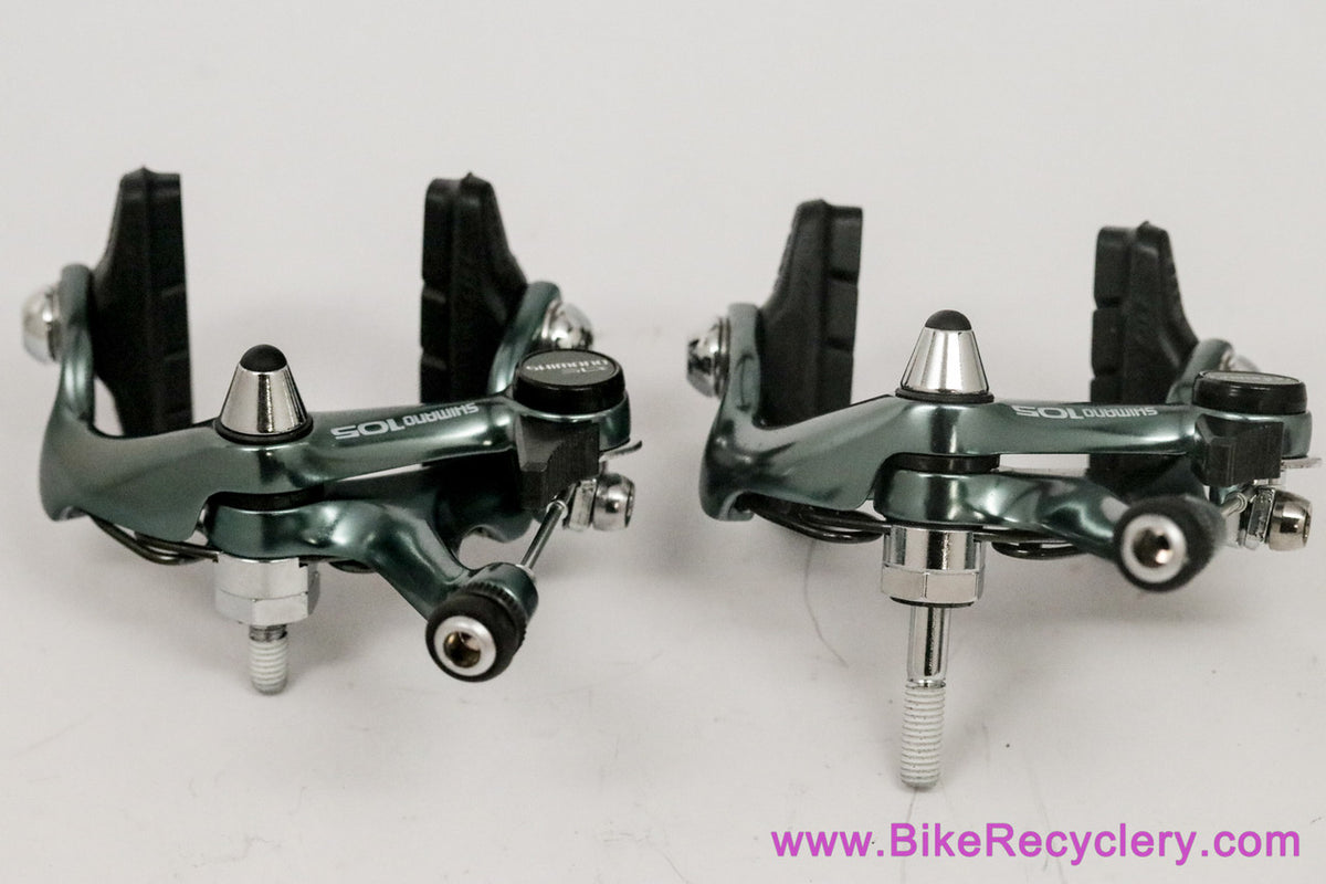 NIB/NOS Shimano 105 BR-1050 Brakeset & BL-1051 Levers: 47/57mm Standard Reach - Blue/Green Ano - Cables/housing - 1980's 1990s
