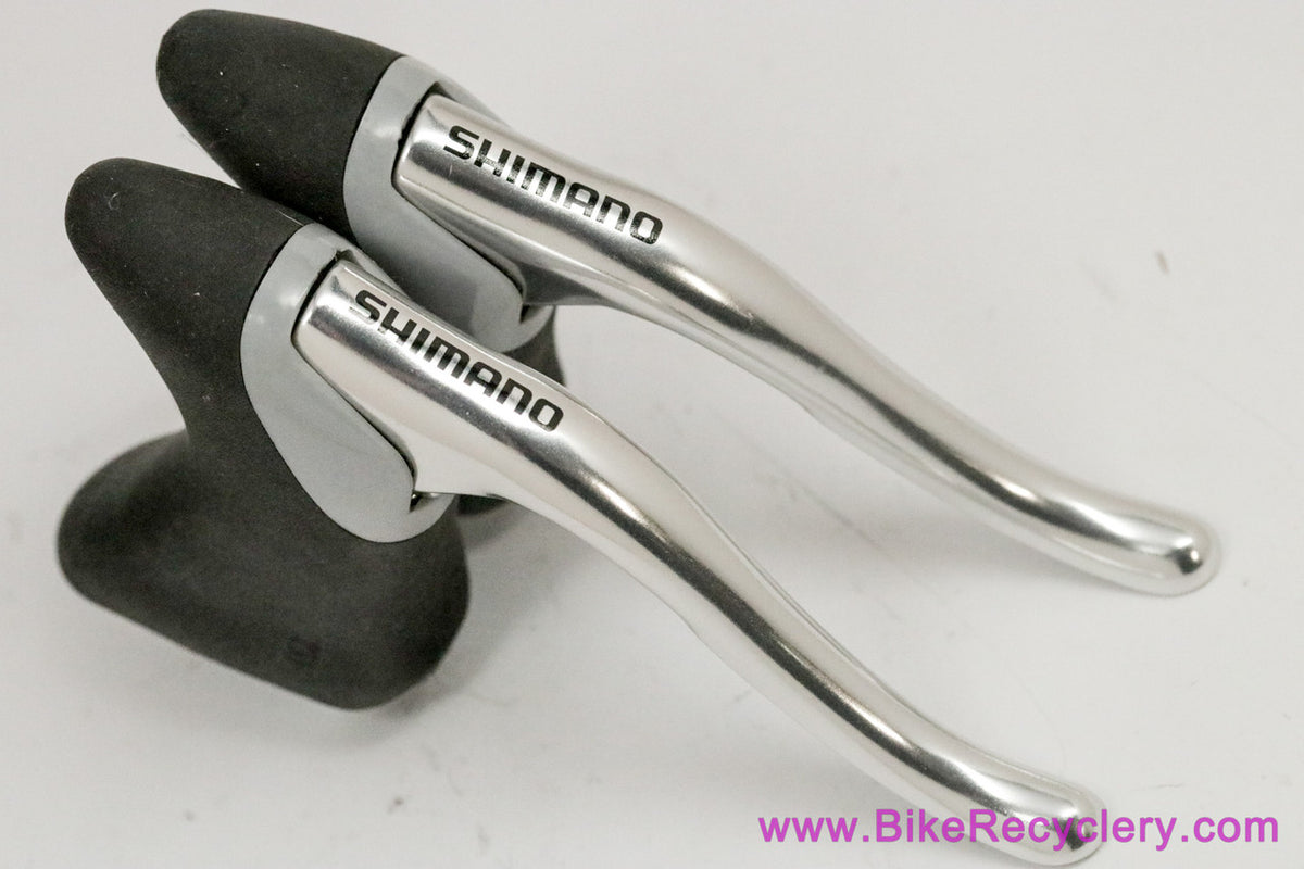 NOS Shimano BL-R400 Super SLR Brake Levers: Aero - Black Hoods - Polished