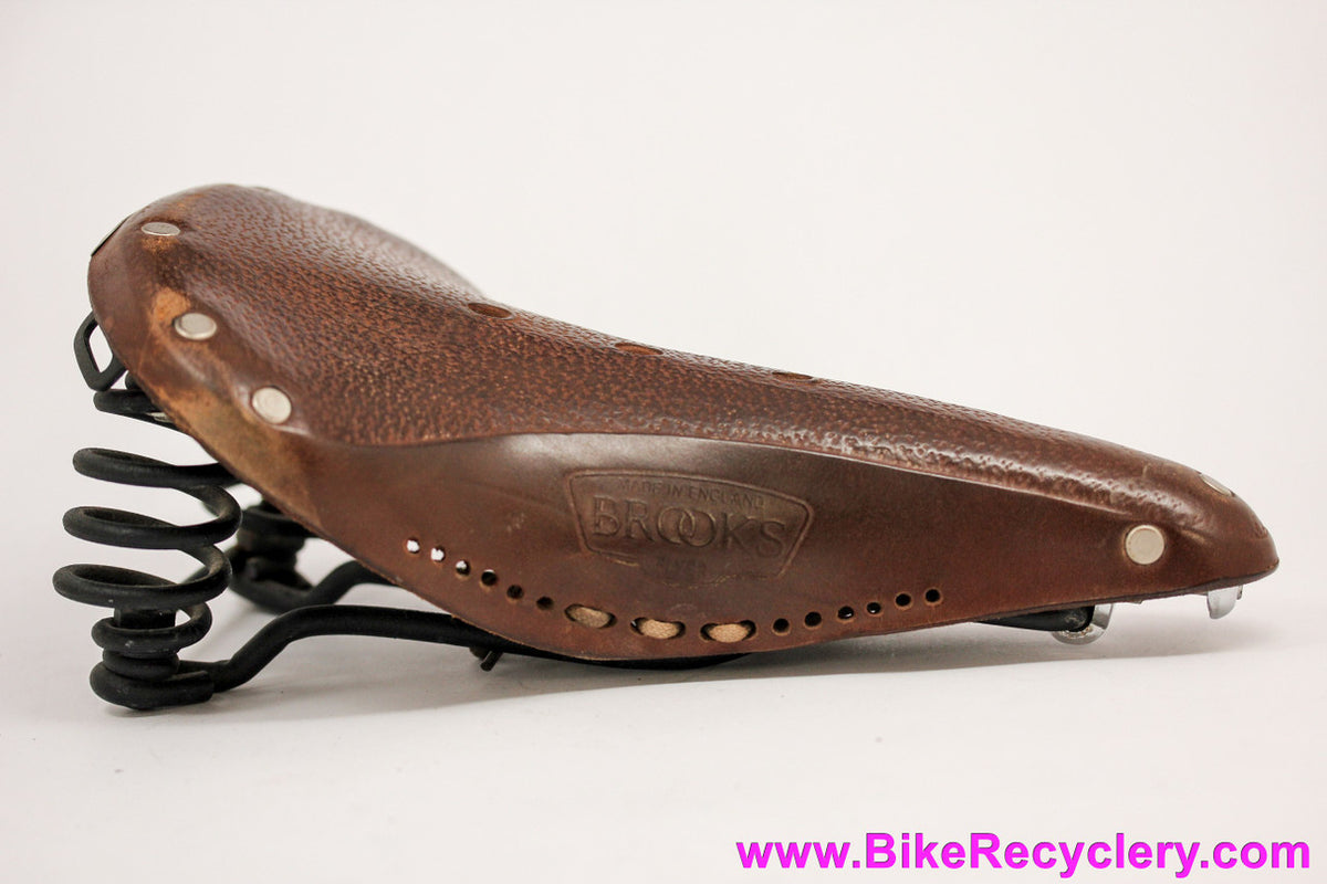 Brooks Flyer B396 Aged Antique Brown Leather Saddle: Textured Top - Laced - Springs