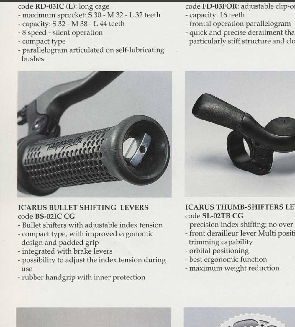 UIB Campagnolo Icarus BS-02IC GC Bullet Shifters + RARE Integrated Centaur BL-02CE CG Brake Levers: Black