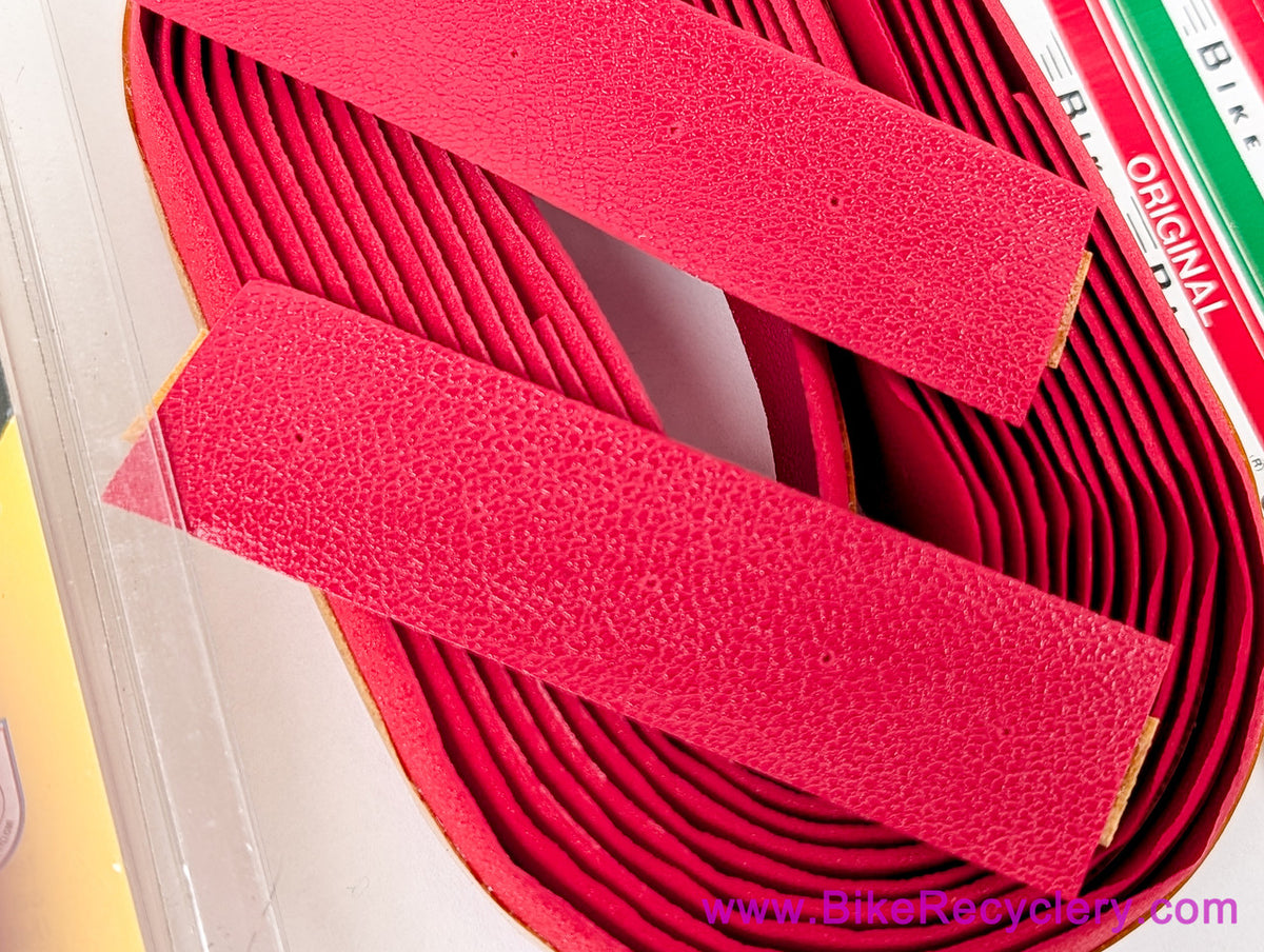 NOS/NIB 1980's Ambrosio Bike Ribbon PERFORATED Professional Bar Tape: Red - Faux Leather