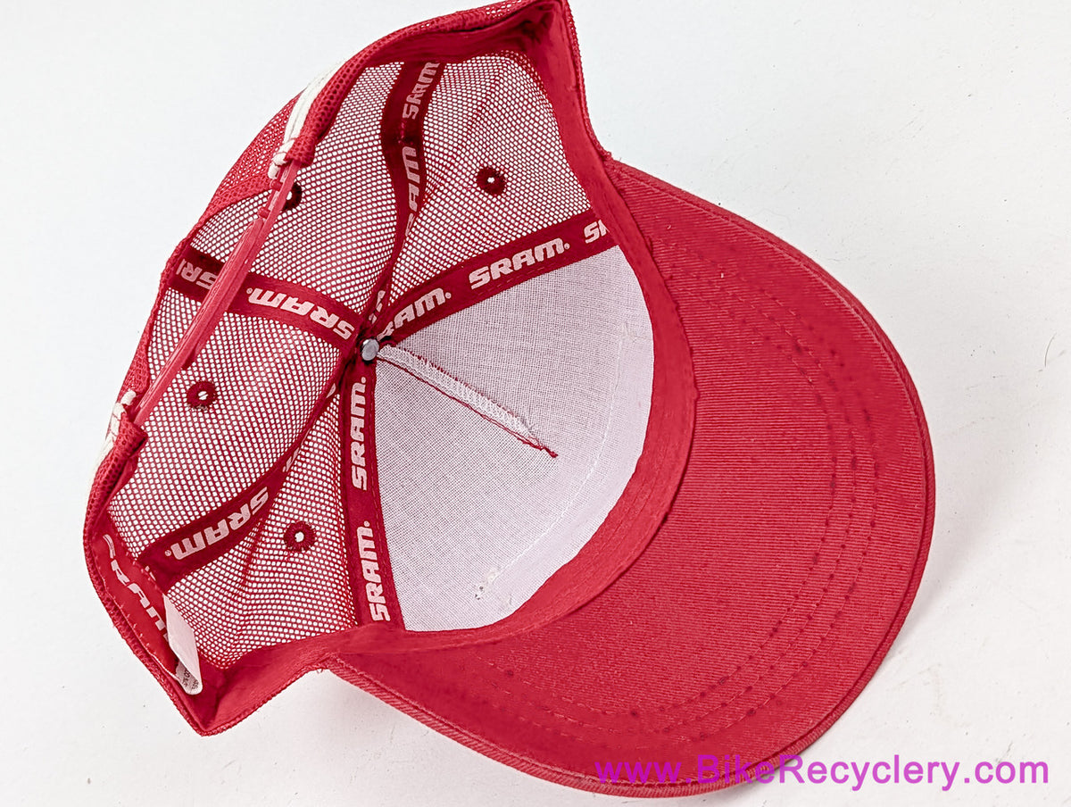 SRAM Red Trucker Snapback Hat: Red + White Stripe + Patch (NEW)
