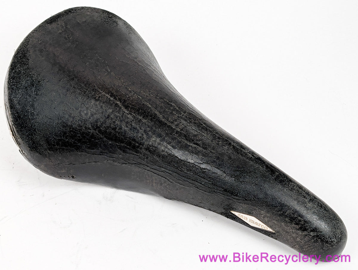 1990's San Marco Rolls Saddle: Black Leather - Copper Rails & Badges - Vintage