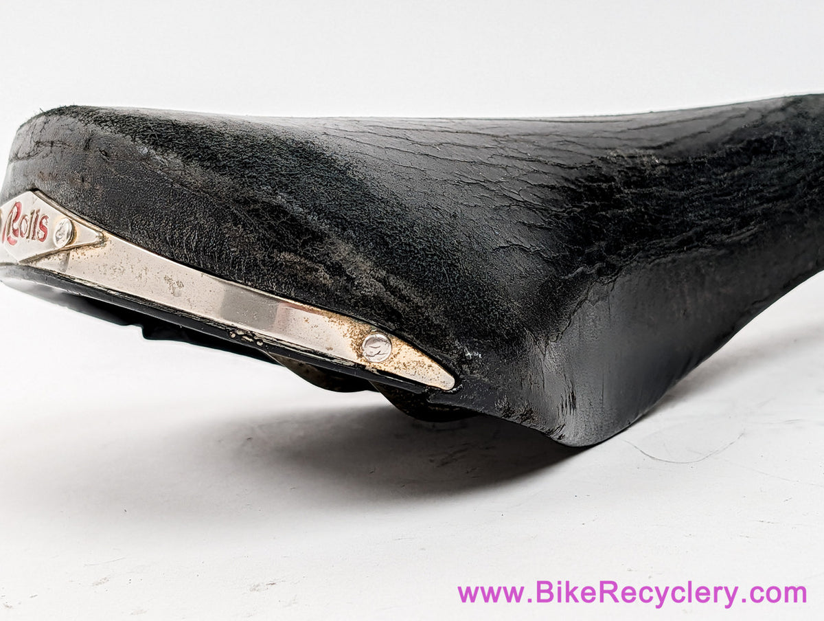 1990's San Marco Rolls Saddle: Black Leather - Copper Rails & Badges - Vintage