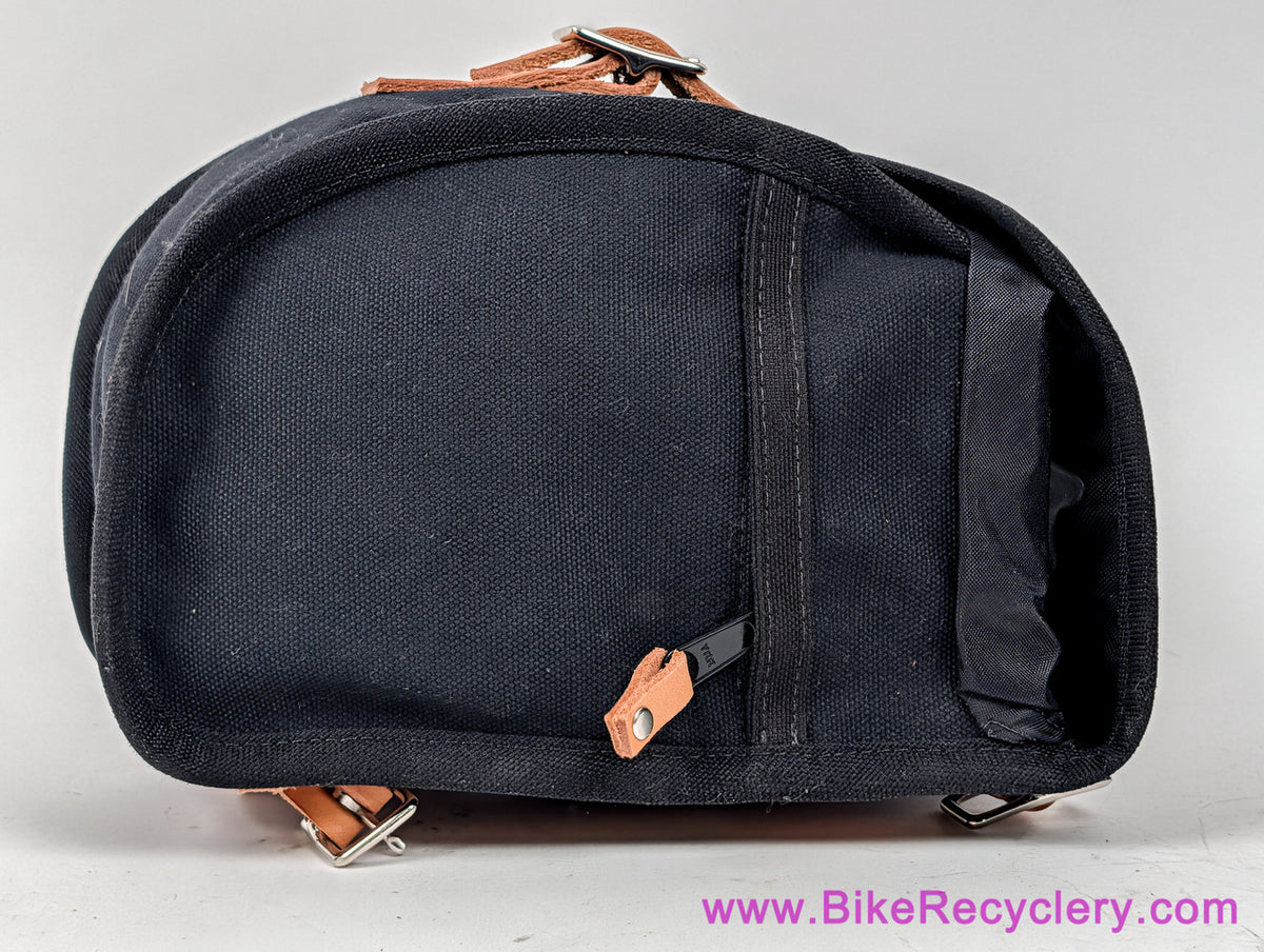 Acorn Saddlebag Medium: Black Waxed Canvas & Leather (NEW)