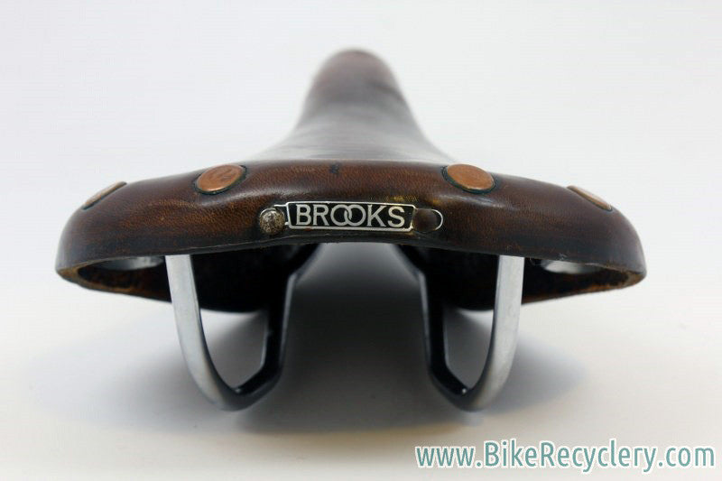 Vintage Brooks Professional Leather Saddle: Brown, Brass Rivets 1970's