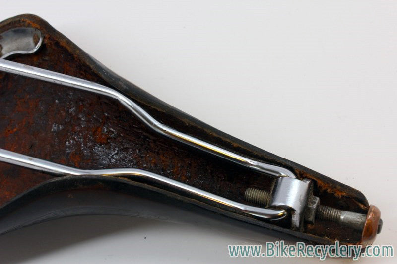 Vintage Brooks Professional Leather Saddle: Brown, Brass Rivets 1970's