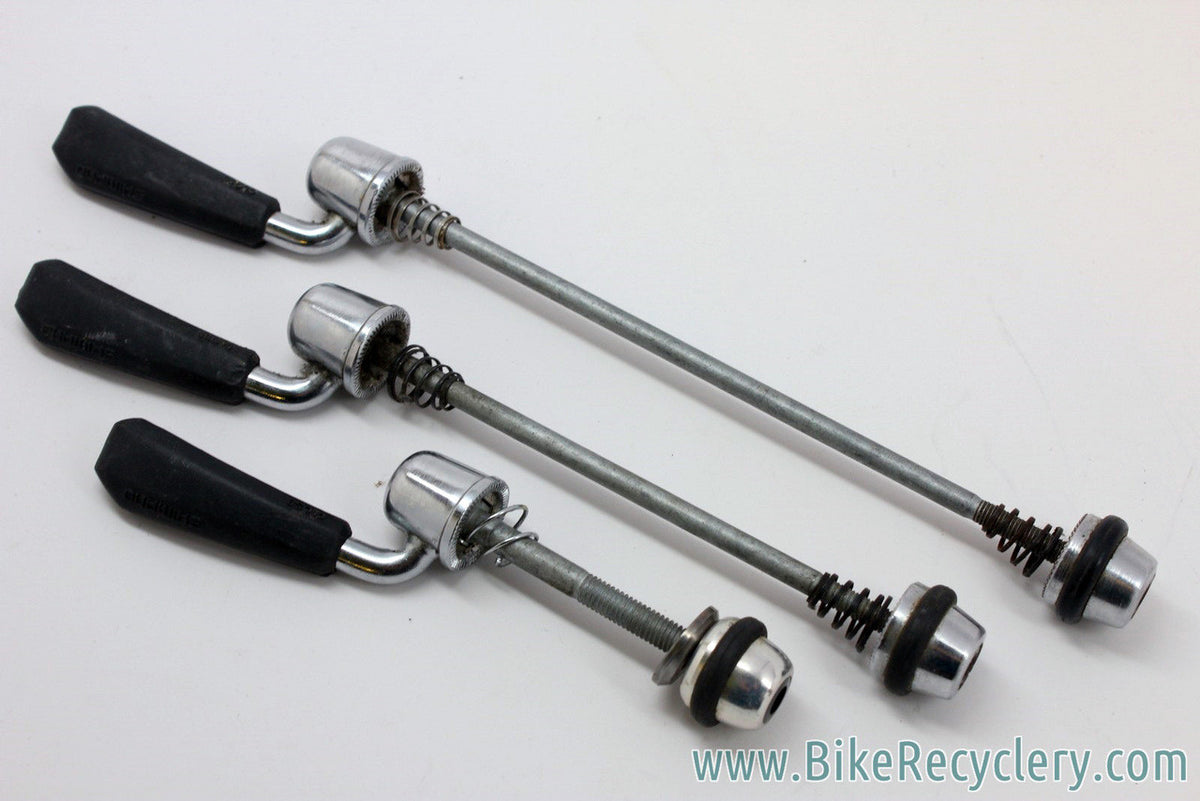 Vintage Shimano XT M730 QR Skewer Set: Front/Rear Wheels & Seatpost Binder