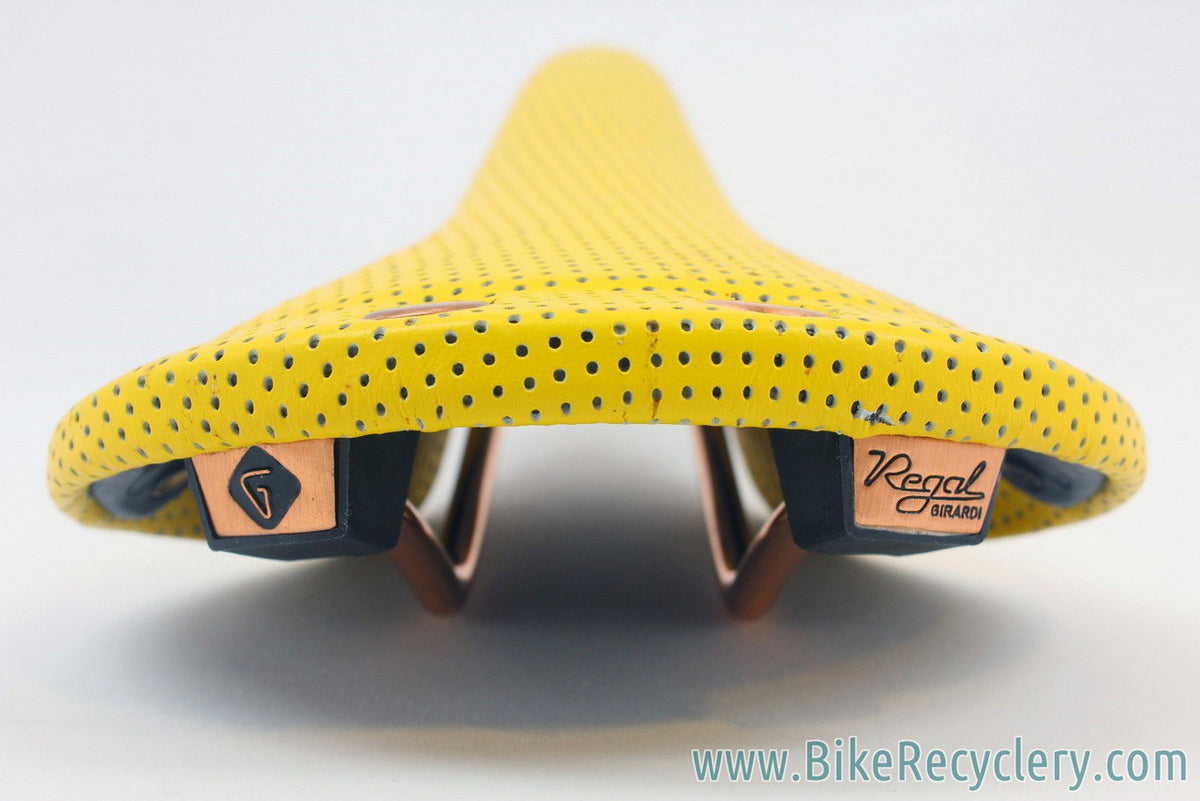 NOS Vintage San Marco Regal Girardi: Perforated Leather - Lemon Yellow - Copper Rails/Rivets - RARE