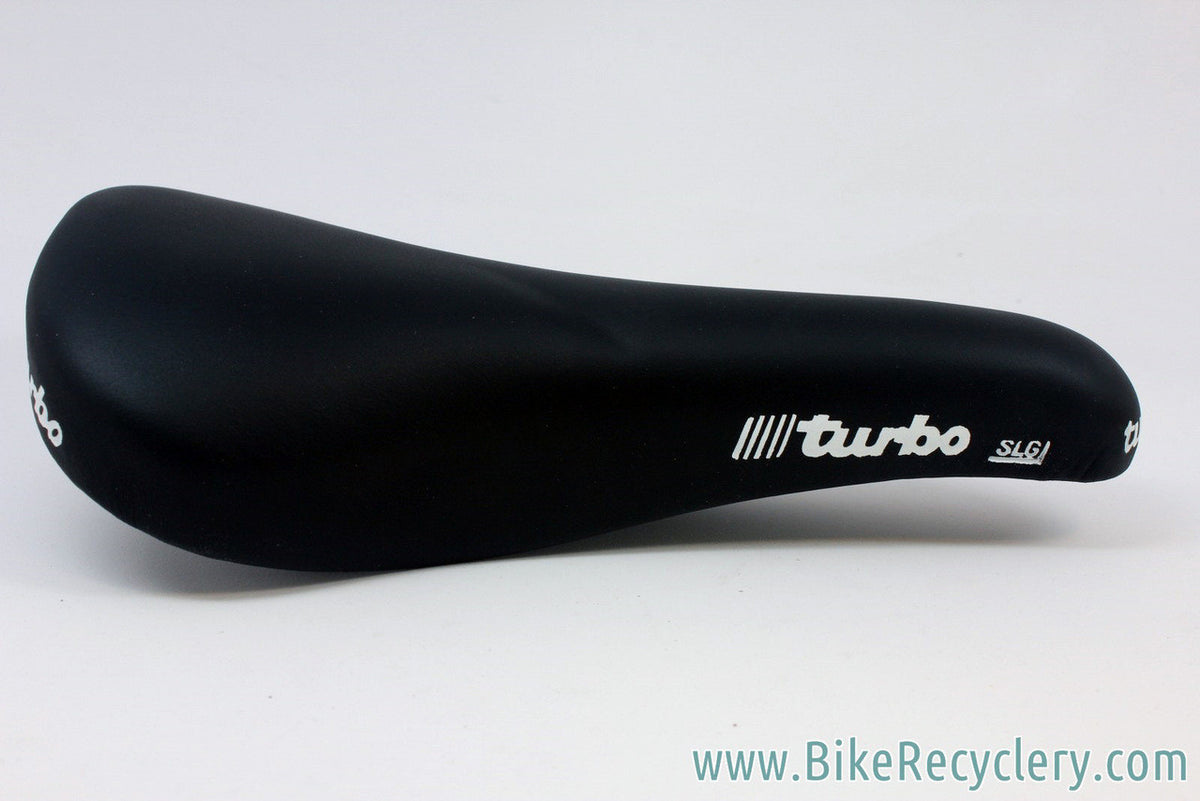 NIB/NOS 1991 Selle Italia Turbo SL / SLG Saddle: Alloy Rails - Black Buffalo Leather RARE!