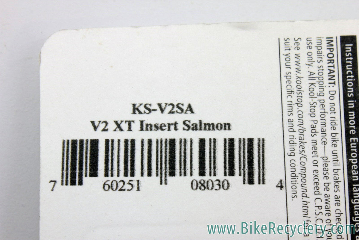 Kool Stop V-Type Salmon V-Brake Pad Inserts for XT Cartridges: Salmon (two pairs)