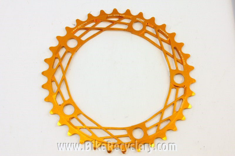 KCNC K4 Cobweb Chainring: 34t x 110mm Road Compact, Orange / Gold Anodized NEW