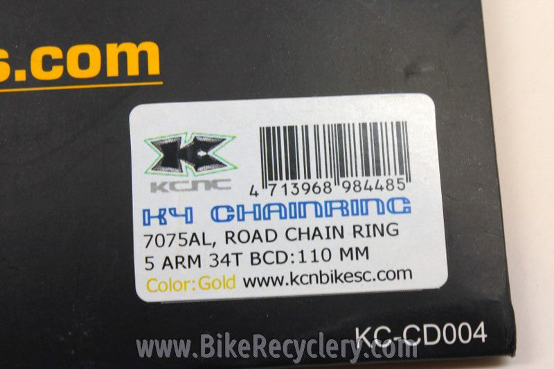 KCNC K4 Cobweb Chainring: 34t x 110mm Road Compact, Orange / Gold Anodized NEW