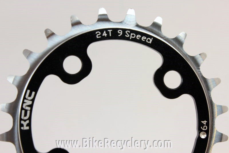 KCNC Standard Series MTB Chainring: 24t x 64mm BCD Black Silver NEW