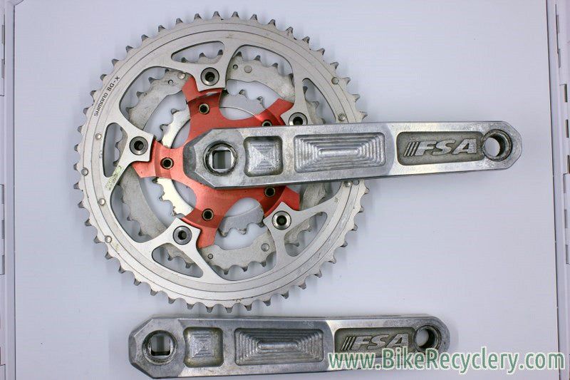 Vintage FSA Afterburner Crankset: Forged & CNC, Silver/Red, 175mm, XTR Rings 48/38/24t, 110/74mm RARE!