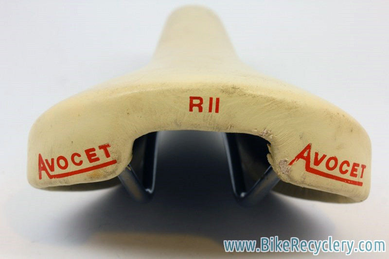 Avocet Racing 2 R-II Saddle: White Leather w/ Red Decals