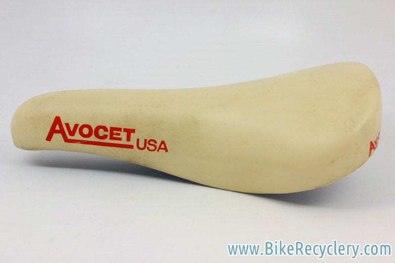 Avocet Racing 2 R-II Saddle: White Leather w/ Red Decals