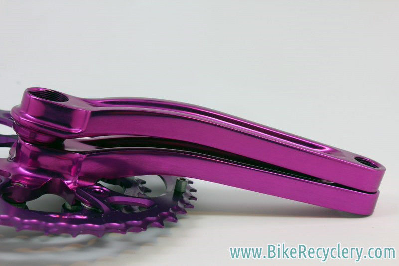 3DV Overkill Kooka Crankset & Moonhead Chainrings: Purple Ano 175mm 44/32/22t MINT+