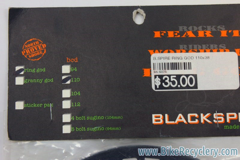 NOS/NIB Blackspire Ring God Bash Guard: 110mm BCD, 36/38t Black