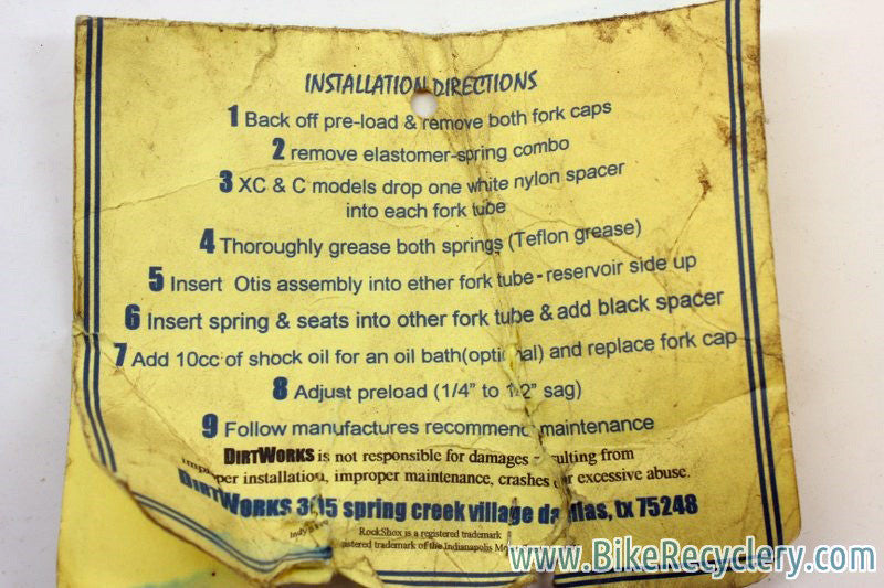 NIB/NOS Rockshox Indy / Indy C Spring Rebuild Kit: Dirtworks Otis