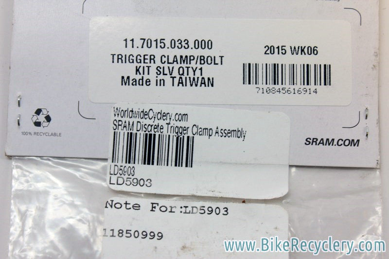 SRAM Discrete Trigger Clamp Assembly: For Rear Shifter- XX1, X01, X1, 07-15 X0, X9, 10-15 X7 Silver