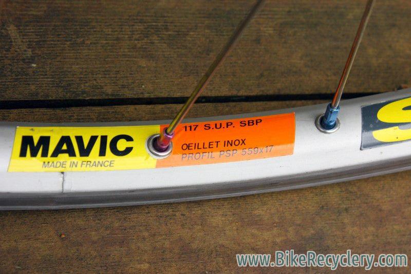 White Industries / Mavic SUP 26" Wheelset: Blue/Purple Ano Nipples, 32H, 8/9 Speed