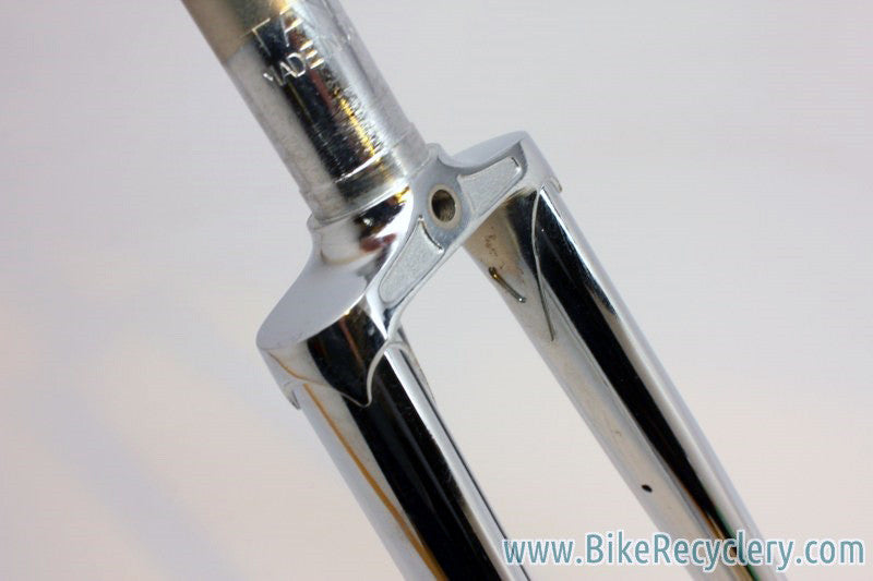 NOS Vintage Tange Chrome Fork: Flat Crown, Fender Eyelets, 700c, 1" Threaded