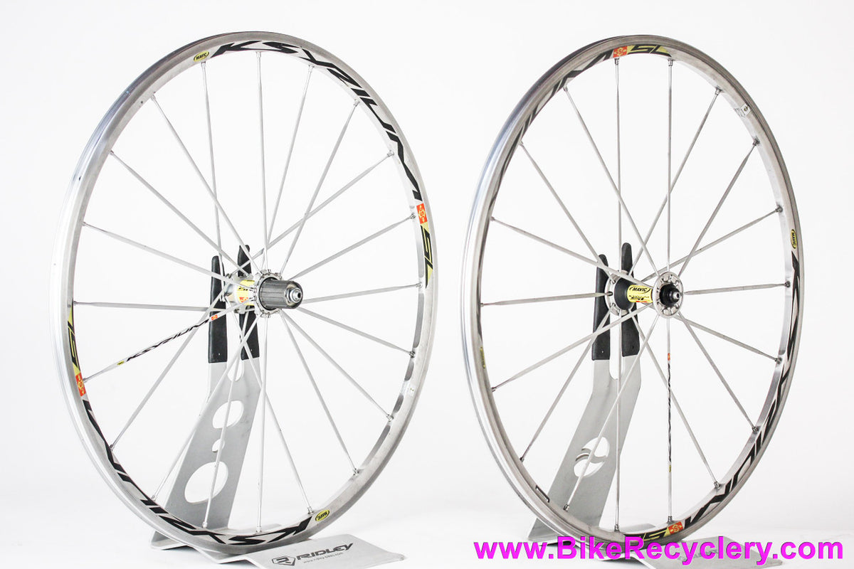 Mavic Ksyrium SL Road/CX Wheelset: Shimano 9/10/11s - 700c Clincher - Silver - 18/20H x 130mm - QR (EXC+)