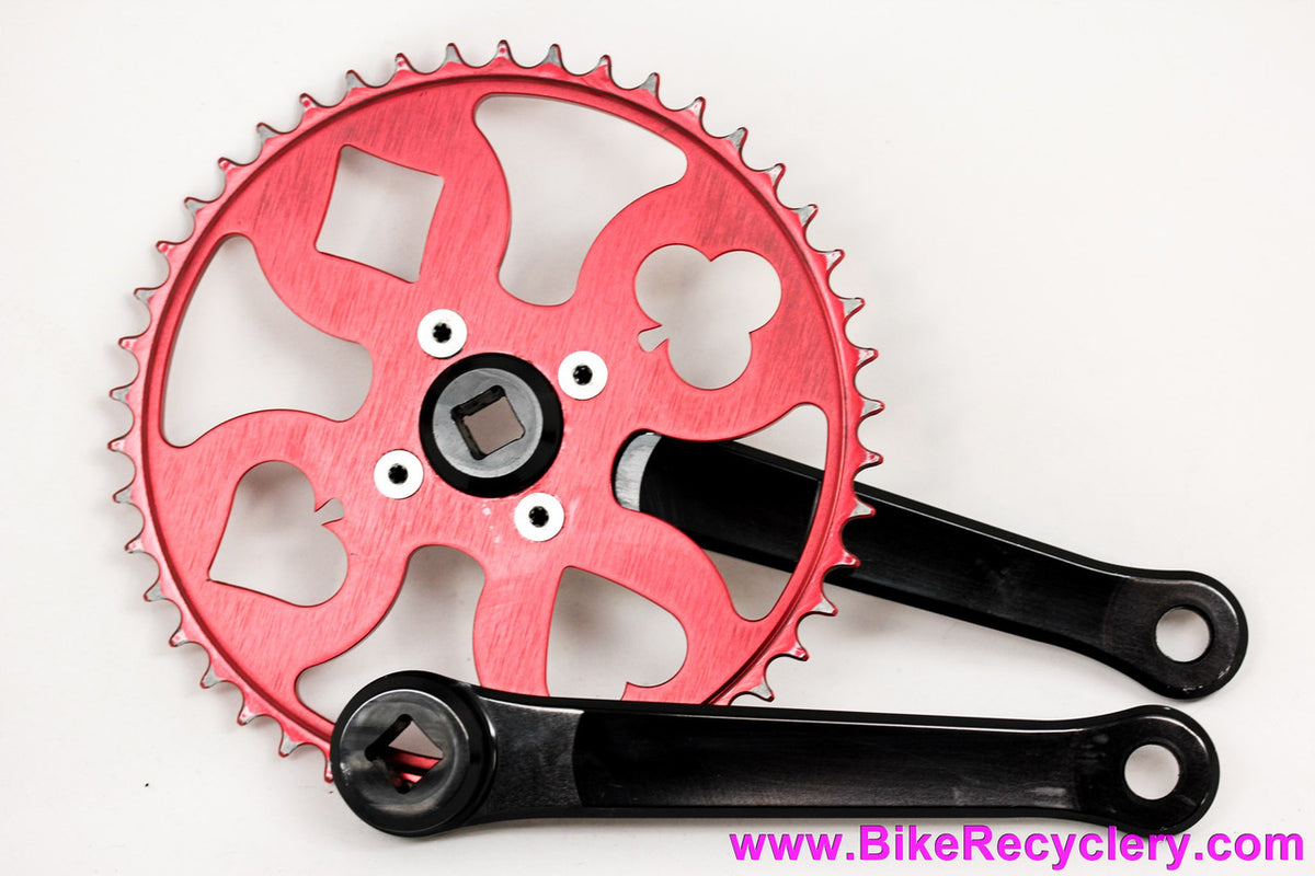 Paul Royal Flush 100% Pure Road / Track Crankset: 175mm x 46t - Black Arms & Red Chainring (Near Mint+)
