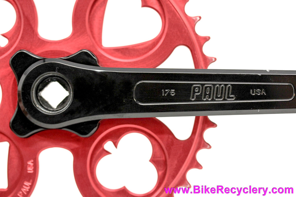 Paul Royal Flush 100% Pure Road / Track Crankset: 175mm x 46t - Black Arms & Red Chainring (Near Mint+)