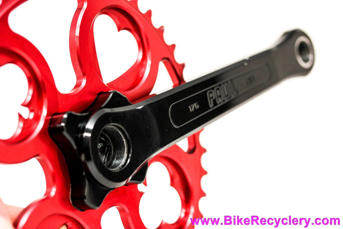 Paul Royal Flush 100% Pure Road / Track Crankset: 175mm x 46t - Black Arms & Red Chainring (Near Mint+)