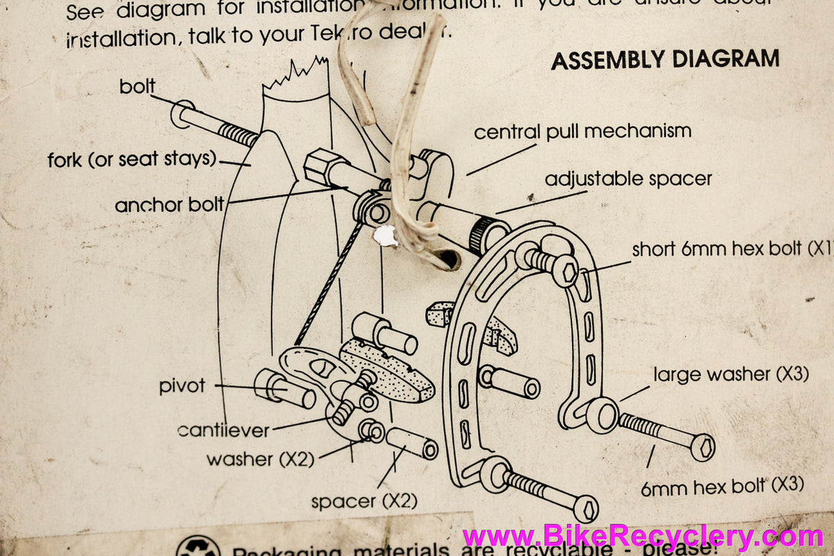 NIB/NOS Tektro RBP T-2 Tri-Anchor Brake Booster System: Black - Integrated Straddle Cable Hanger - Vintage 1990's