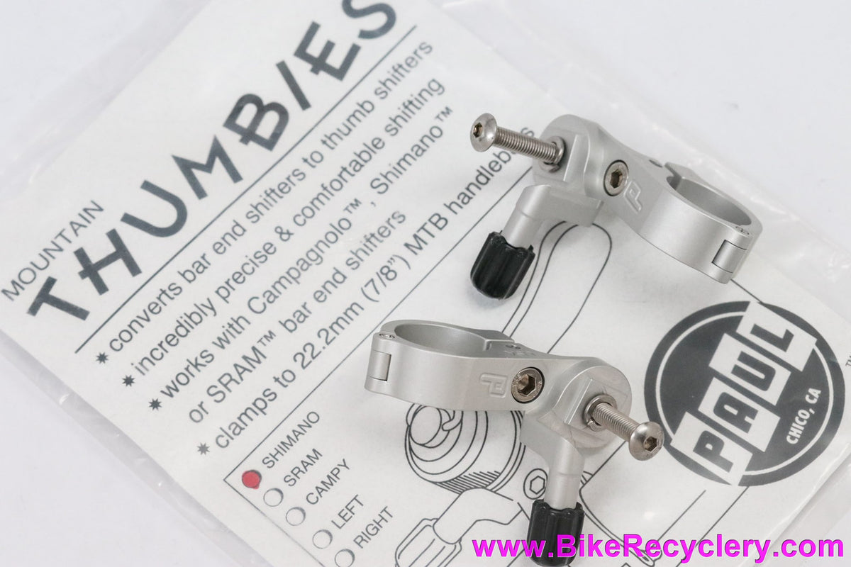 Paul Component Thumbies Shifter Mounts: Shimano - MTB 22.2mm - Silver (Pair, New)