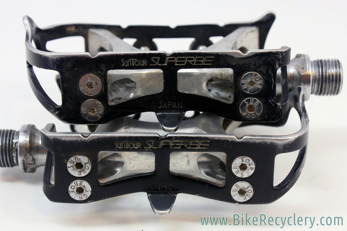 Suntour Superbe Pedals: 1980's - Black Cages