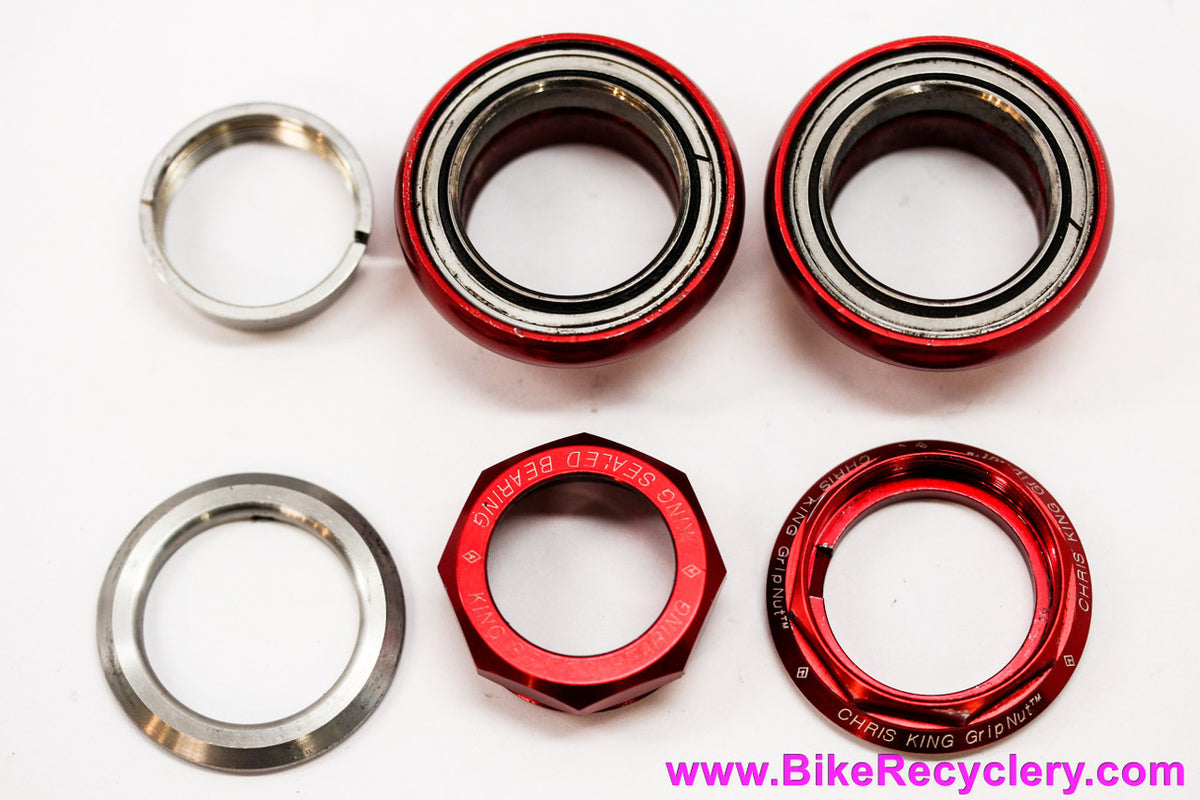 Chris King GripNut No-Logo 1" Threaded Headset: Red - Vintage 1990's (Near MINT+)