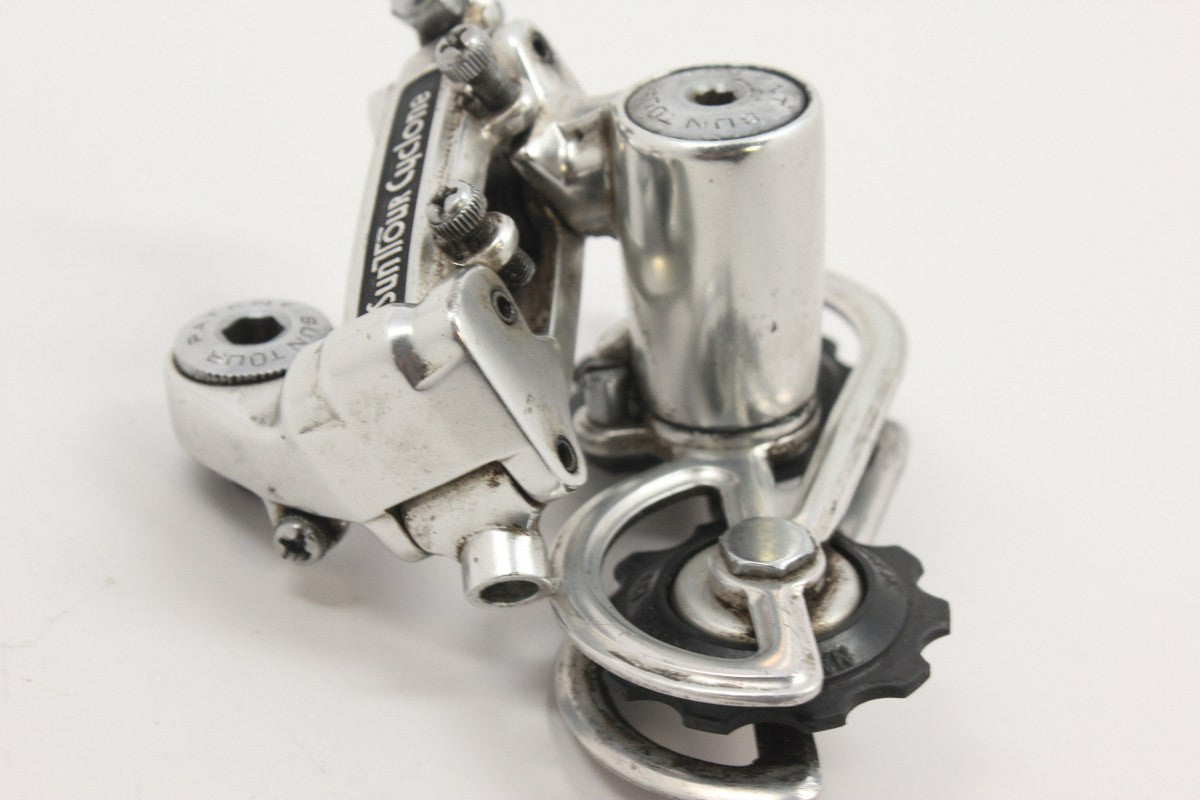 Suntour Cyclone Rear Derailleur: Silver 1st Gen 1977 MINT