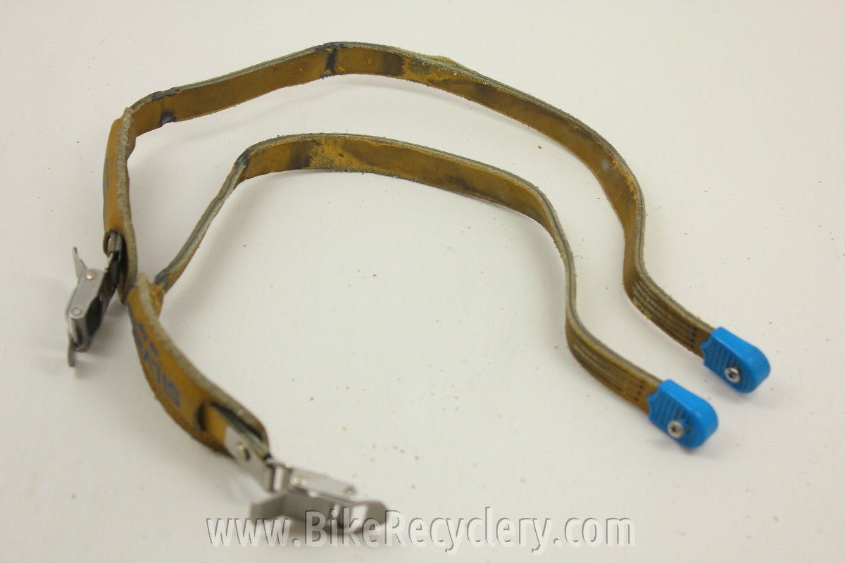 Silva Toe Straps: Tan Leather, Side Boulsters, Italian