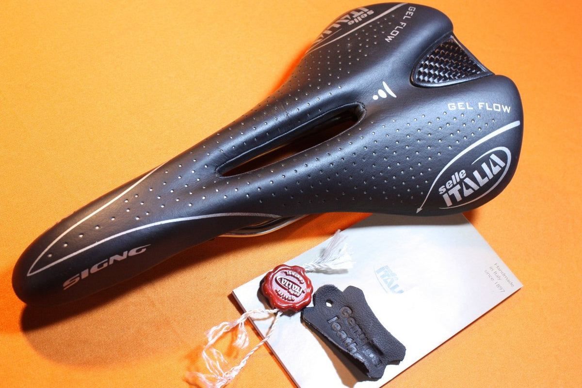 Selle Italia Signo Gel Flow Saddle: Leather, Carbon, Cutout, NEW!