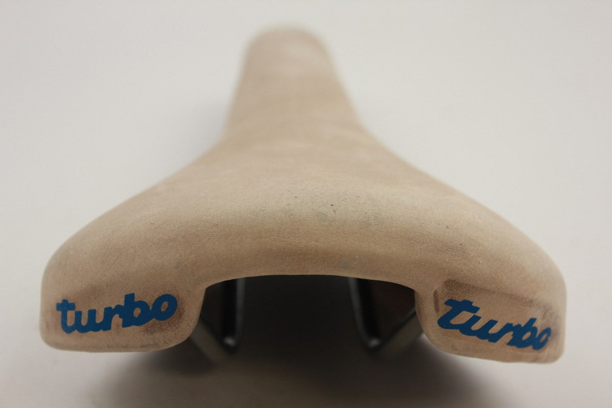 NOS Selle Italia Turbo Suede Leather Saddle, White, 1986