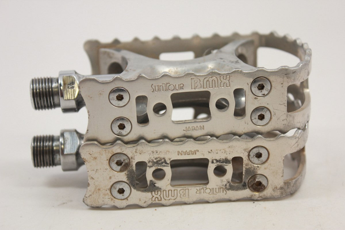 Suntour BMX Pedals: 9/16" Silver RARE