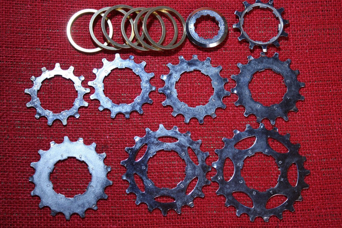 NOS Campagnolo 8 Speed Cassette w/Lockring: 11-21t, Pre EXA-Drive, Alloy Spacers