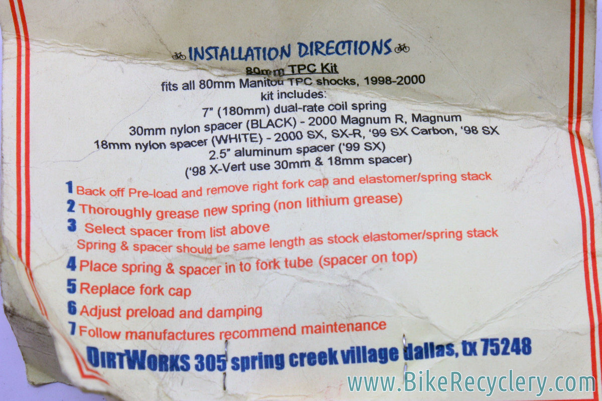 NOS/NIB DirtWorks Dual-Rate TPC Springs: 1998-2000 X-Vert, SX, Magnum