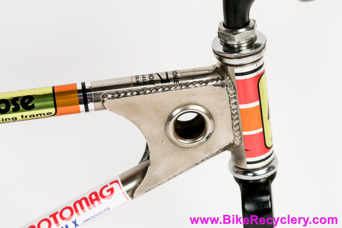 1976 Mongoose Motomag: Nickel Plated Frame & Fork + Crank/BB - Bars - Headset - Original Finish