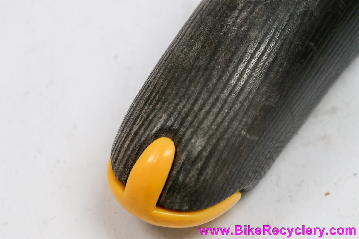 Selle Italia Turbomatic 3 Saddle: Brown Textured Leather w/ Yellow - 1990's