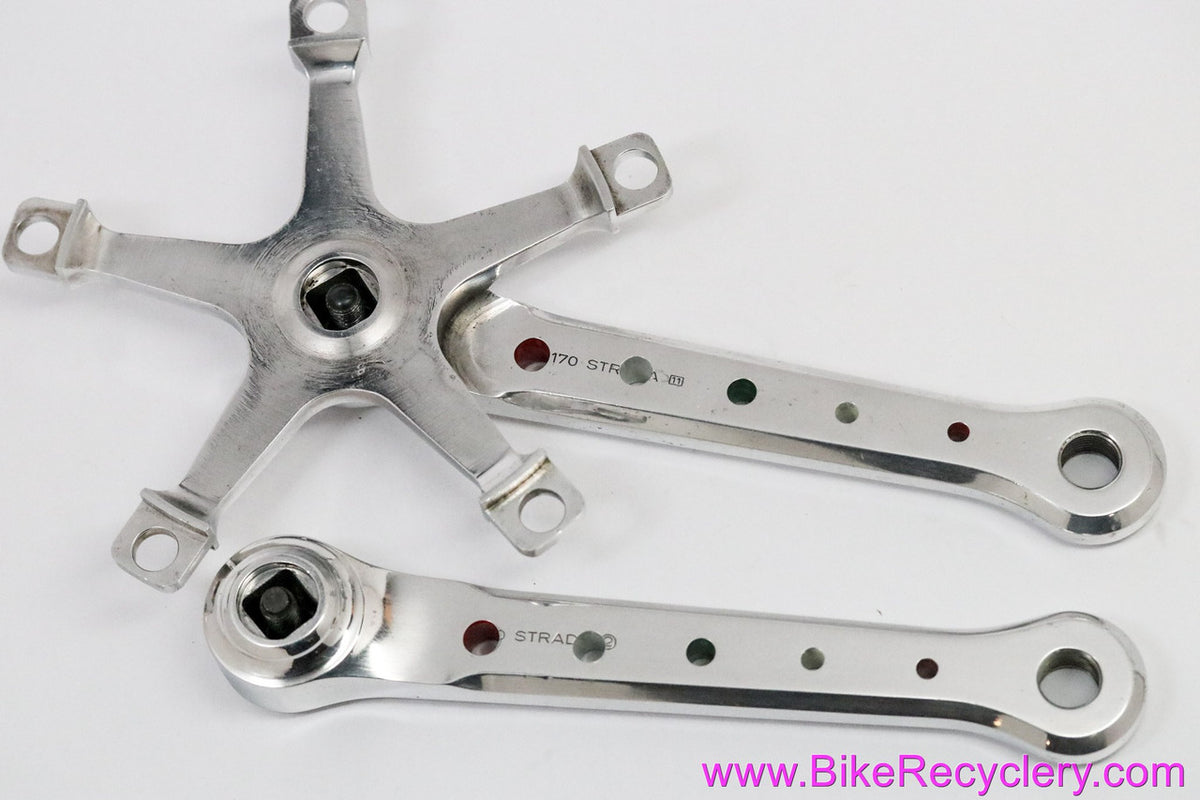 Drillium Campagnolo Nuovo/Super Record Crank Arms: #1049/A: 170mm - Italian Flag Infill - Dust Caps (Barely Used Near Mint++)