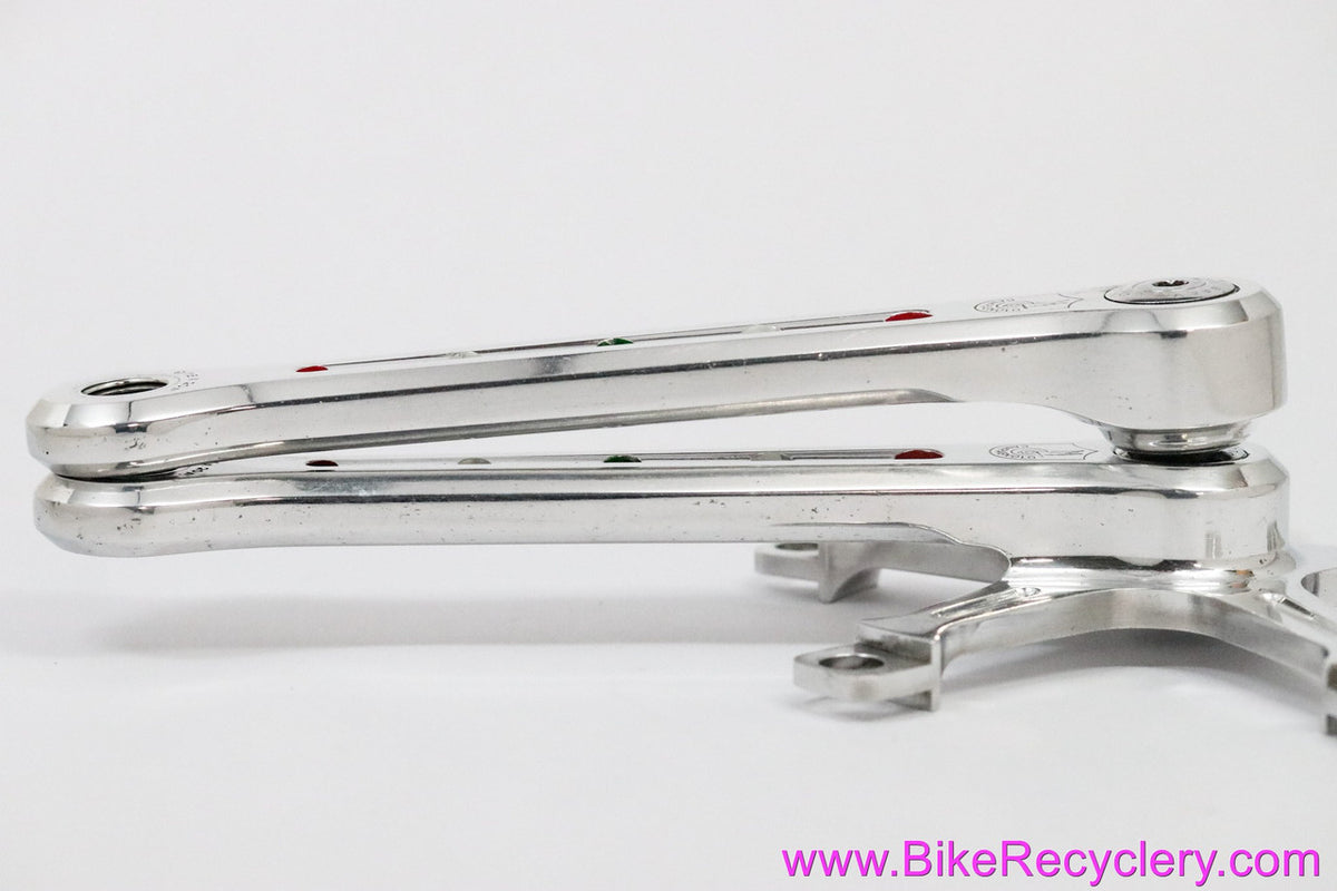 Drillium Campagnolo Nuovo/Super Record Crank Arms: #1049/A: 170mm - Italian Flag Infill - Dust Caps (Barely Used Near Mint++)