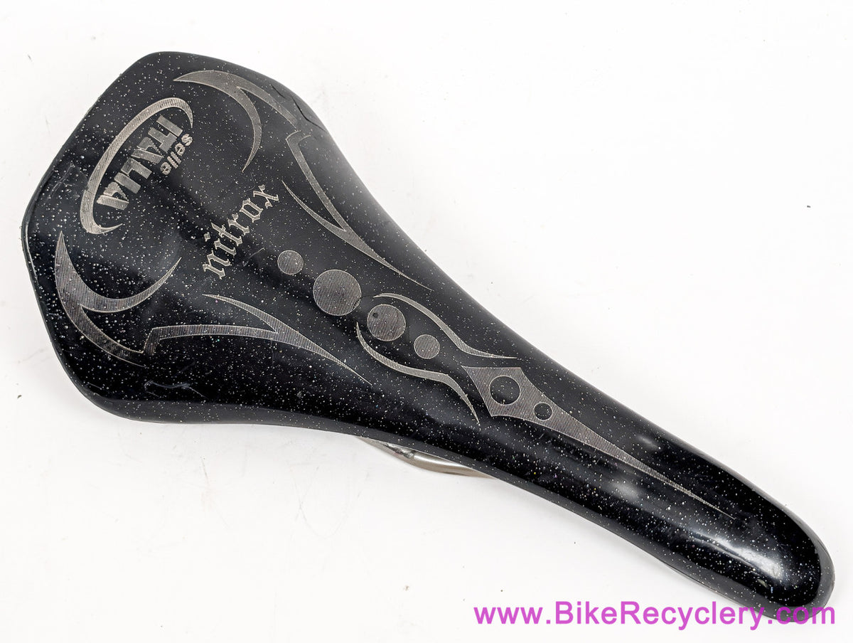 Selle Italia Nitrox Saddle: Black Glitter - 130mm - Uncovered Plastic - Mid School BMX / MTB (Near Mint)