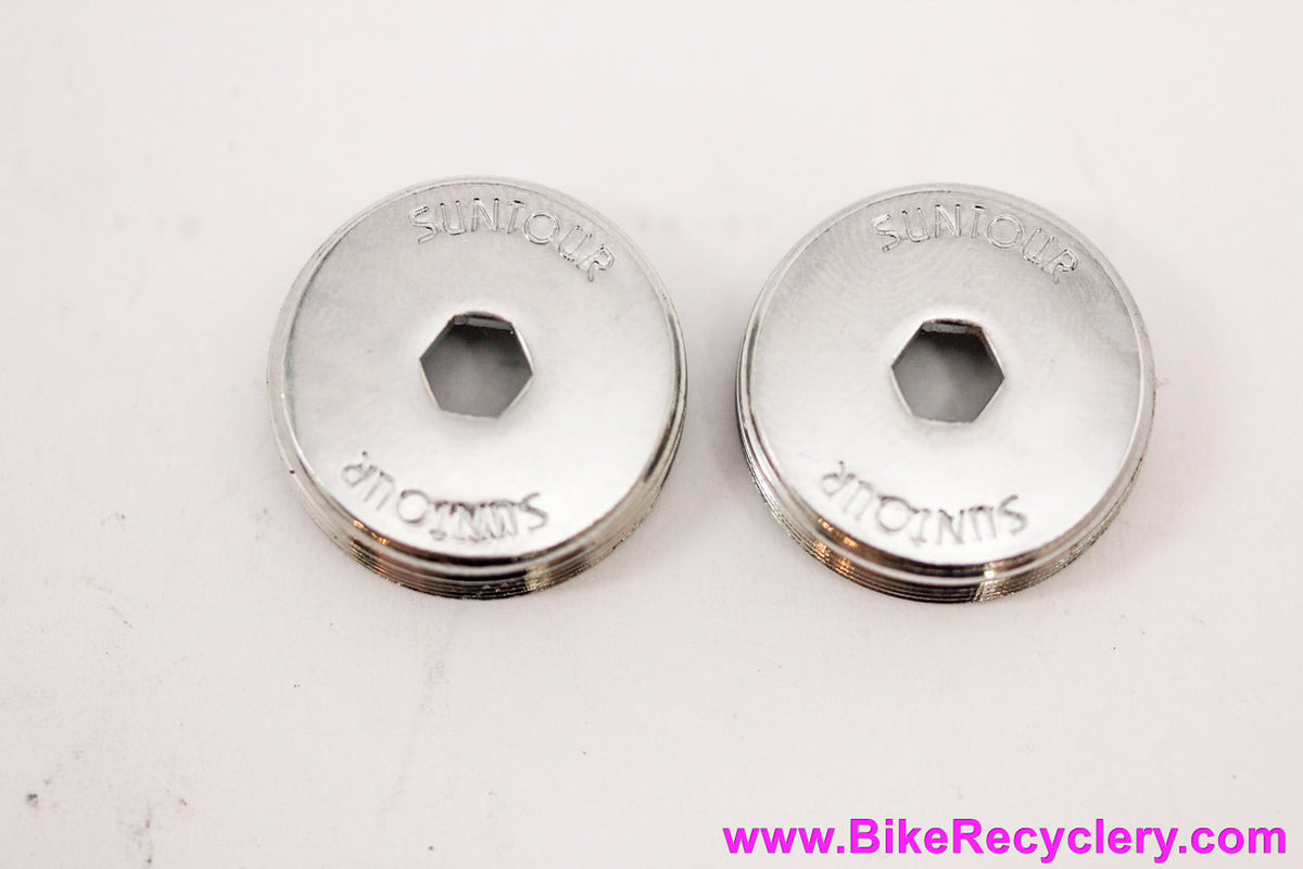 NOS Suntour Superbe Pro Crank Dust Caps: Chrome - 1980's / 1990's - Cyclone - Sprint - BMX - XC