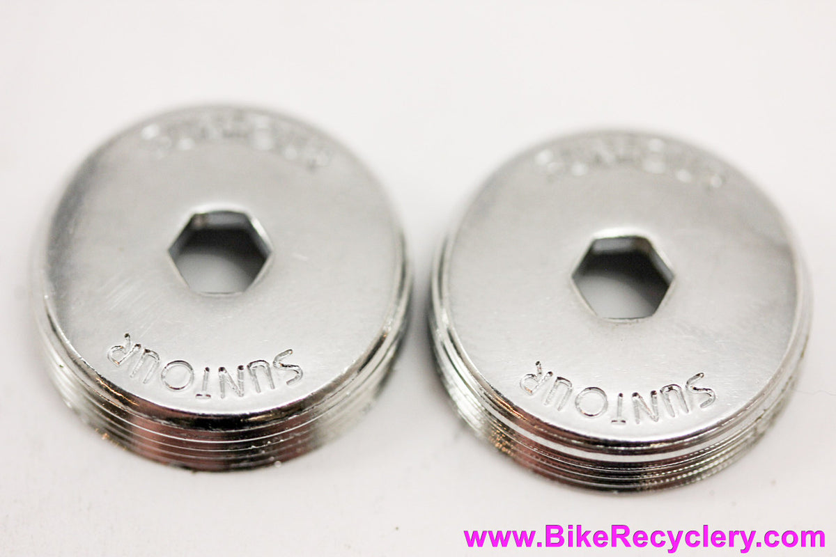 NOS Suntour Superbe Pro Crank Dust Caps: Chrome - 1980's / 1990's - Cyclone - Sprint - BMX - XC